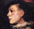 帽子をかぶった少女の横顔の肖像画 フランク・デュベネック